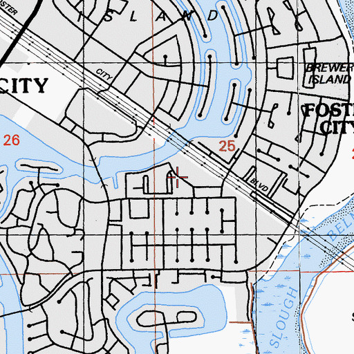 Topographic Map of Marlin Cove Shopping Center, CA