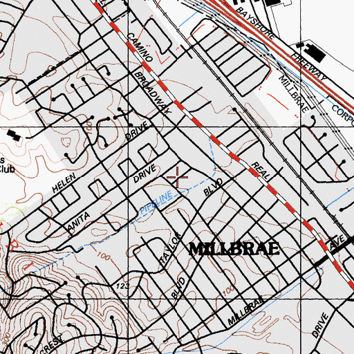 Topographic Map of Millbrae City Hall, CA