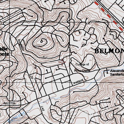 Topographic Map of Notre Dame Elementary School, CA