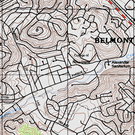 Topographic Map of Notre Dame High School, CA
