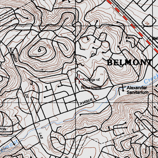 Topographic Map of Ralston Hall, CA