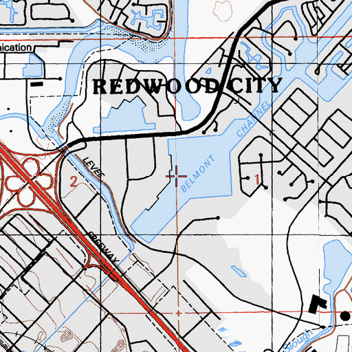 Topographic Map of Redwood Shores Lagoon, CA