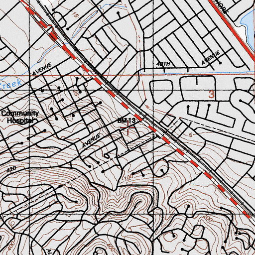 Topographic Map of Bel Mateo Shopping Center, CA