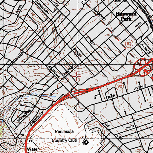 Topographic Map of Borel Park, CA