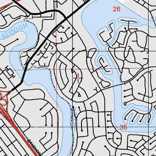 Topographic Map of Edgewater Park, CA