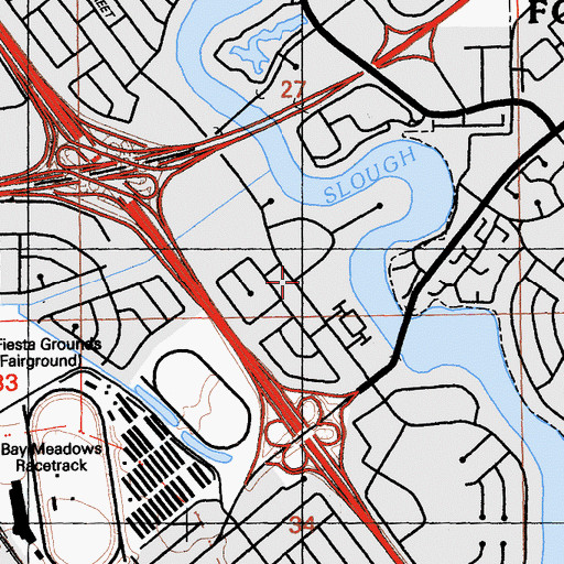 Topographic Map of City of San Mateo Fire Department Station 26, CA