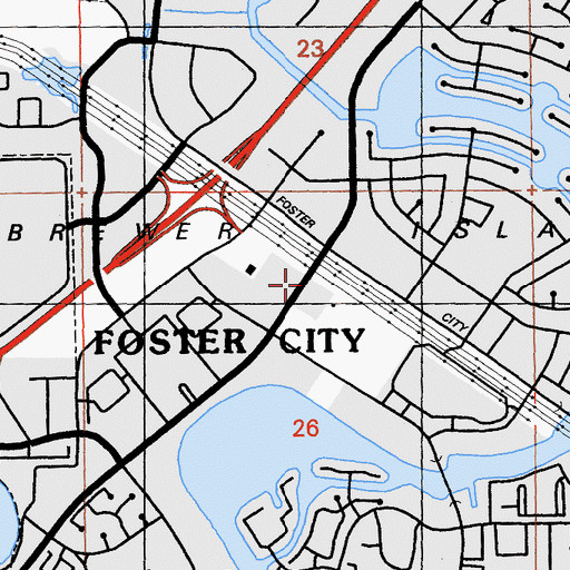 Topographic Map of Foster City Branch San Mateo County Library, CA