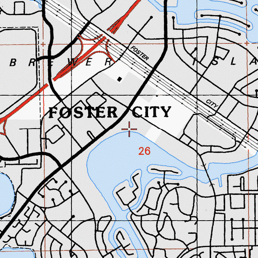 Topographic Map of Foster City Recreation Center, CA