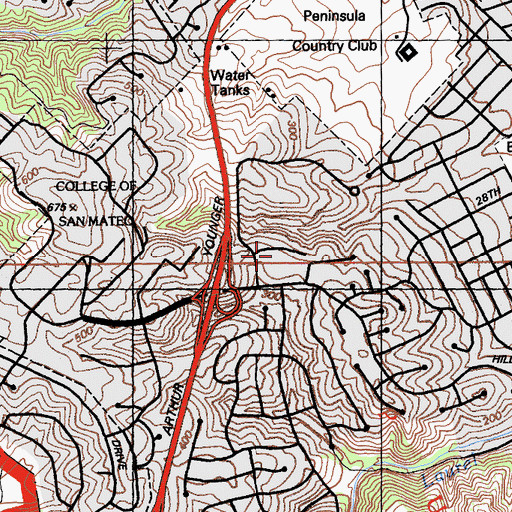 Topographic Map of Laurelwood Shopping Center, CA