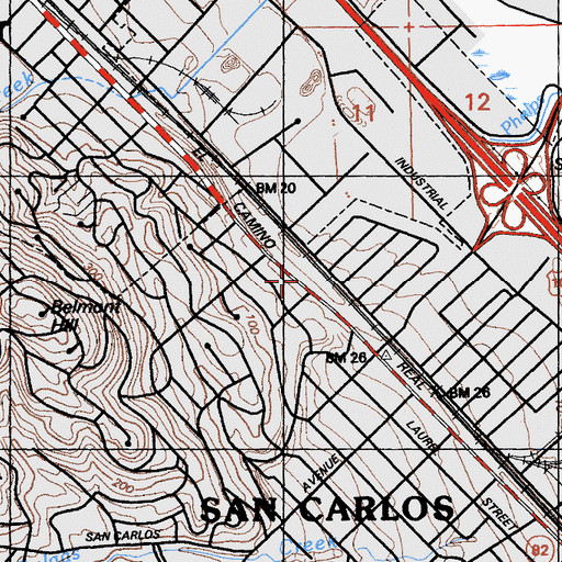 Topographic Map of Longs Plaza Shopping Center, CA