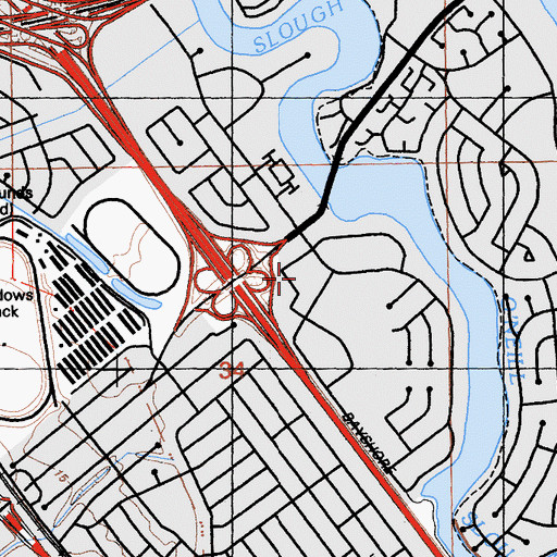 Topographic Map of Los Prados Shopping Center, CA