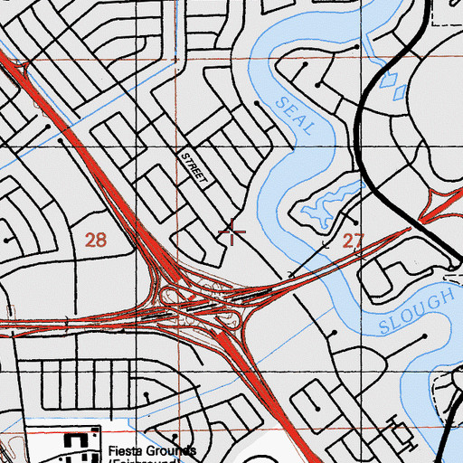 Topographic Map of Marina Branch San Mateo Public Library, CA