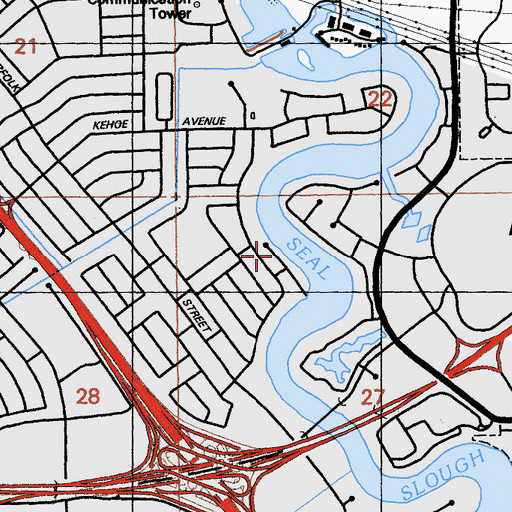 Topographic Map of Parkside Aquatic Park, CA