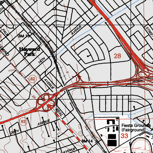 Topographic Map of San Mateo Commons Shopping Center, CA