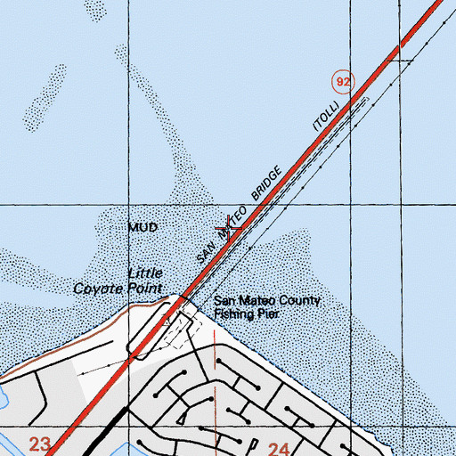 Topographic Map of San Mateo Fishing Pier, CA
