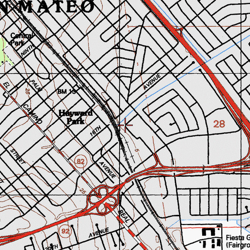 Topographic Map of San Mateo Post Office, CA