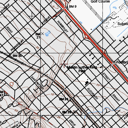Topographic Map of College Park Elementary School, CA