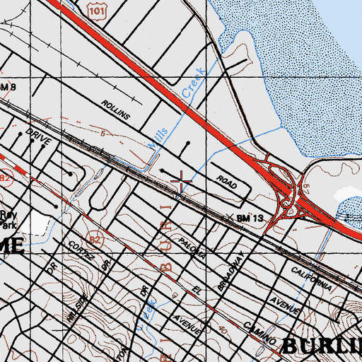 Topographic Map of Central County Fire Department Station 36, CA