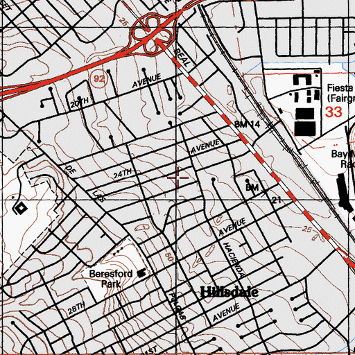 Topographic Map of First Presbyterian Church, CA