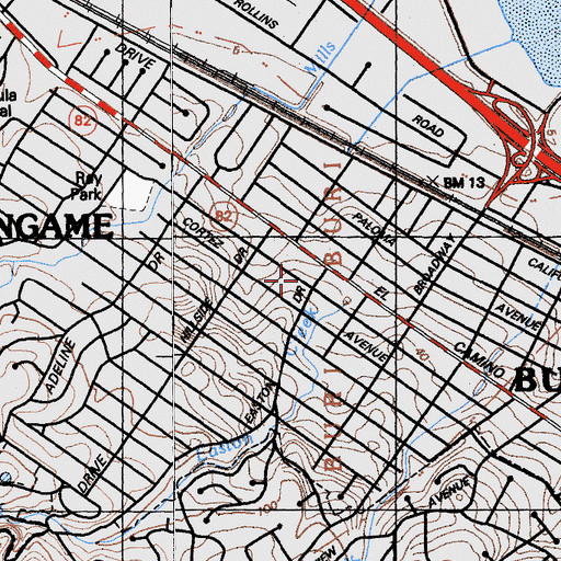Topographic Map of First Presbyterian Church, CA