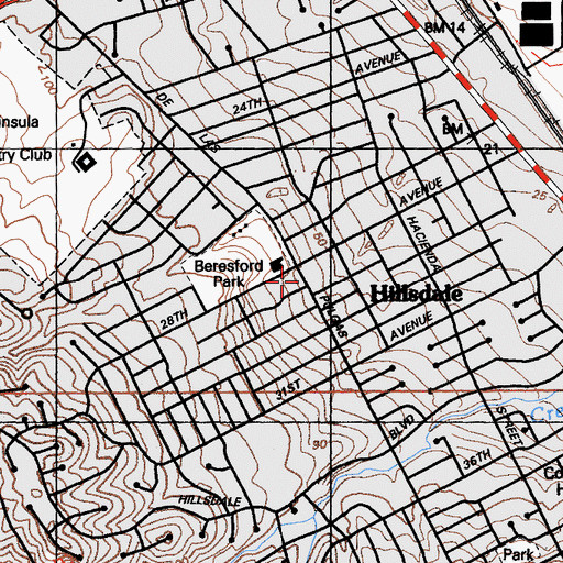Topographic Map of Grace Lutheran Church, CA