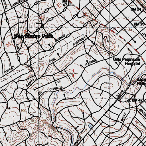 Topographic Map of Hillsborough Racquet Club, CA