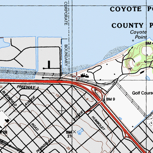 Topographic Map of Peninsula Animal Shelter, CA