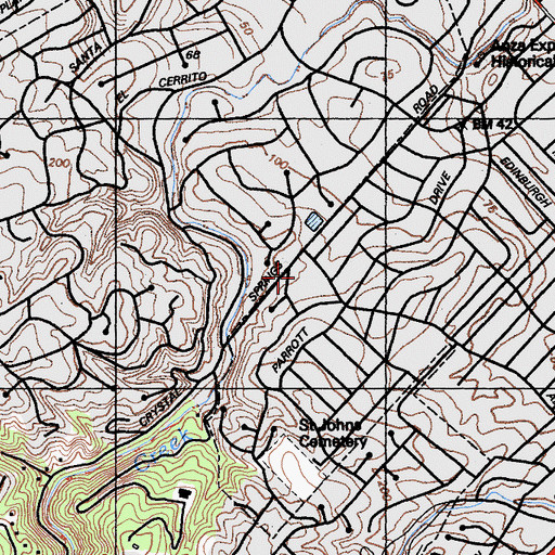 Topographic Map of Saint Bartholomews Roman Catholic Church, CA