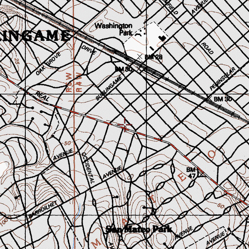 Topographic Map of Saint Catherines Roman Catholic Church, CA