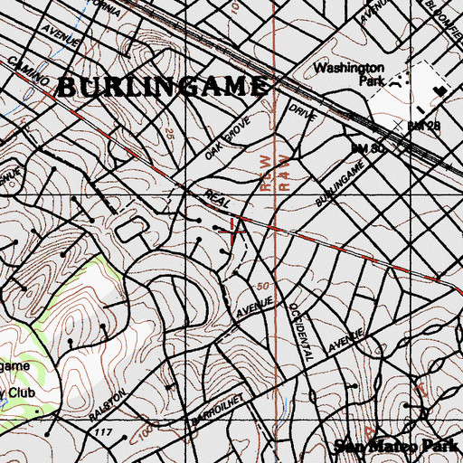 Topographic Map of Saint Pauls Episcopal Church, CA