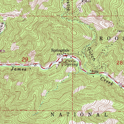 Topographic Map of Curie Spring, CO