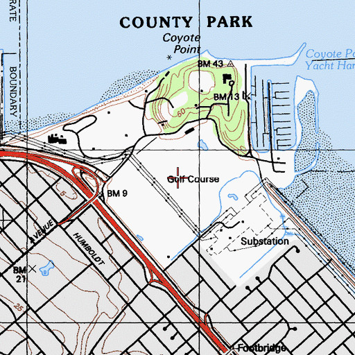 Topographic Map of San Mateo Municipal Golf Course, CA
