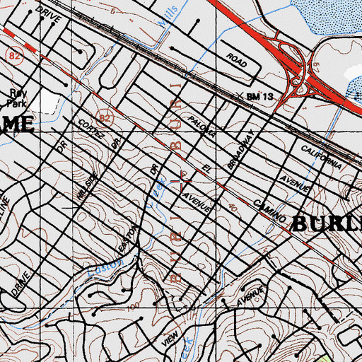 Topographic Map of Trinity Lutheran Church, CA