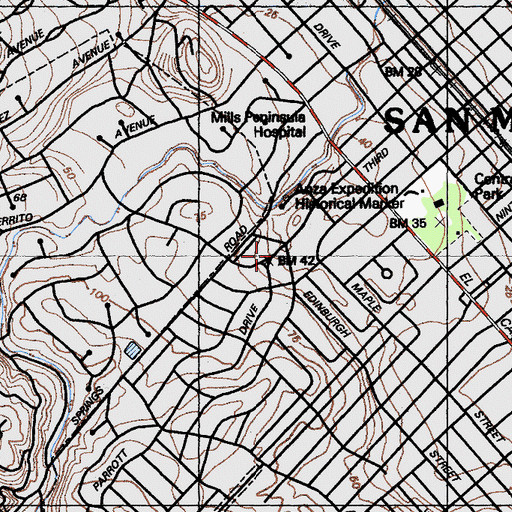 Topographic Map of Bay Tree Park, CA