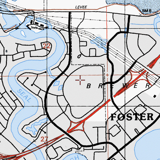 Topographic Map of Bridgepointe Shopping Center, CA