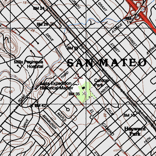 Topographic Map of Japanese Gardens, CA