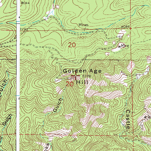 Topographic Map of Golden Age Hill, CO