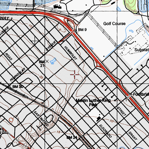 Topographic Map of San Mateo Performing Arts Center, CA
