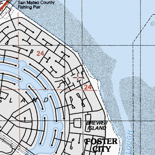 Topographic Map of Beach Park Plaza Shopping Center, CA