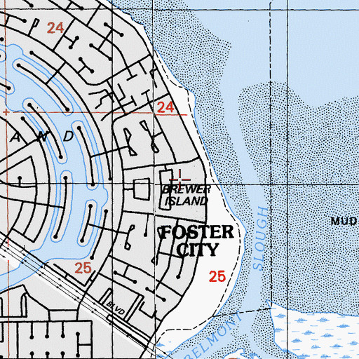 Topographic Map of Bowditch Middle School, CA