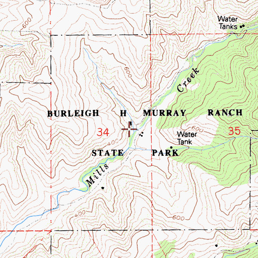 Topographic Map of Burleigh Murray Ranch (historical), CA