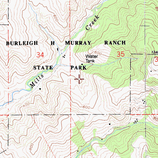 Topographic Map of Burleigh Murray Ranch State Park, CA