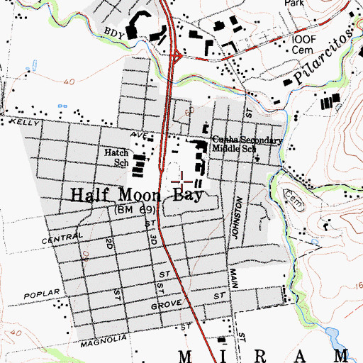 Topographic Map of Cabrillo Adult School, CA