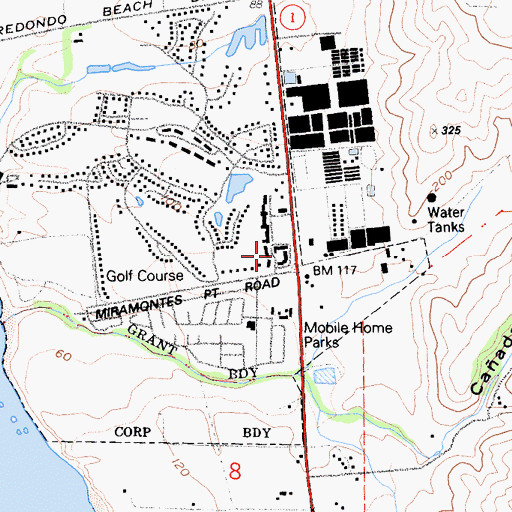 Topographic Map of Canada Home Mobile Home Park, CA