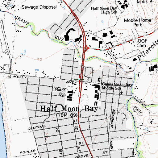 Topographic Map of Coastside Community Center, CA
