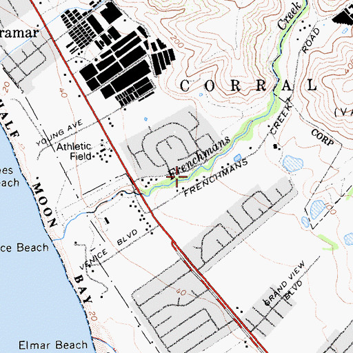 Topographic Map of Frenchmans Creek Community Park, CA