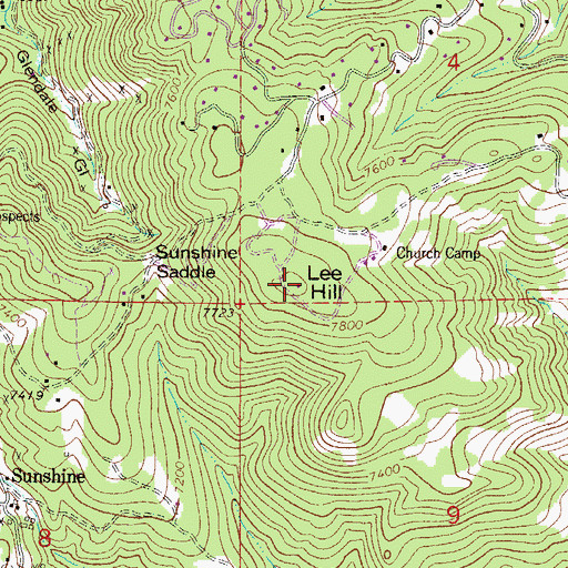 Topographic Map of Lee Hill, CO