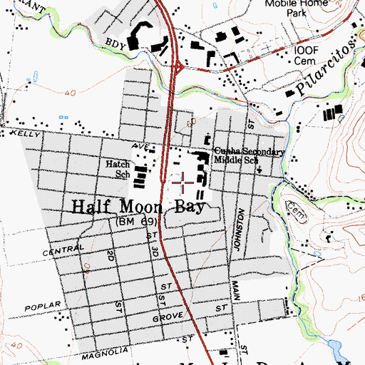Topographic Map of Manuel F Cunha Intermediate School, CA