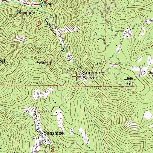 Topographic Map of Sunshine Saddle, CO