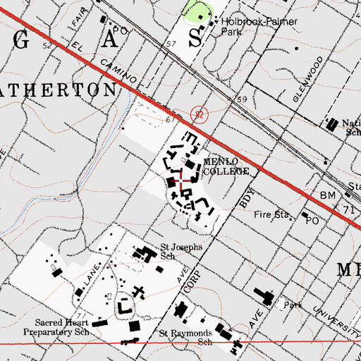 Topographic Map of Bowman Library, CA